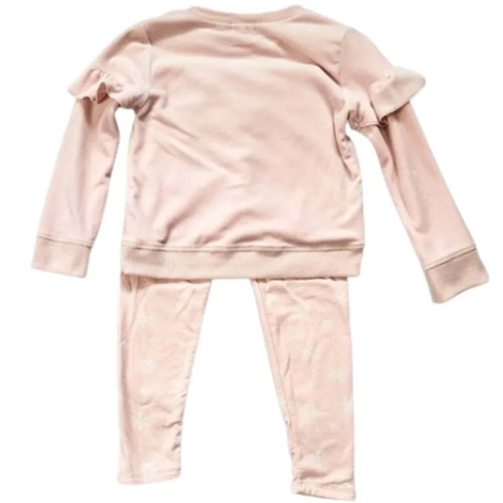 BTWEEN Light Pink Sequined Unicorn Top & Leggings Outfit 2-Piece Set - Girl's 5 - Picture 2 of 5